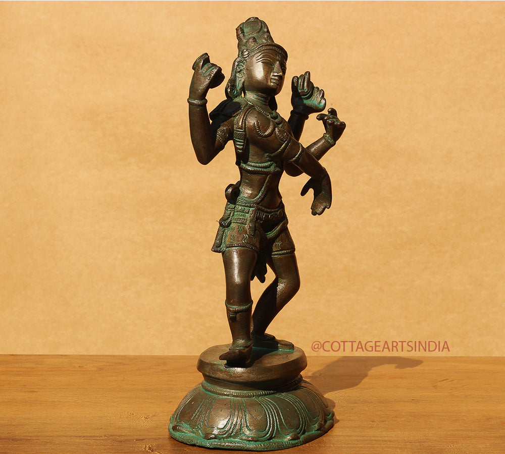 Brass Shiva Tandav Patina Bronze Finish 11"