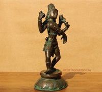 Brass Shiva Tandav Patina Bronze Finish 11"