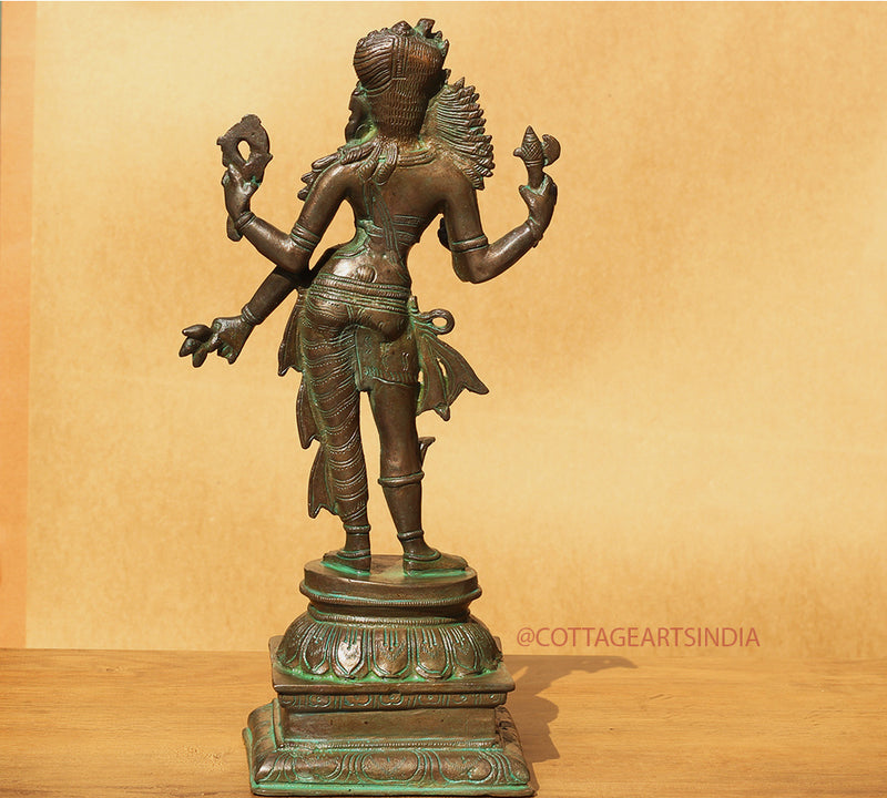 Brass Ardhanarishvara  Bronze Finish 13"