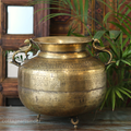 Brass Vintage Carved Planter