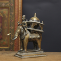 Brass Vintage Elephant Trunk Up With Mahavat 10"