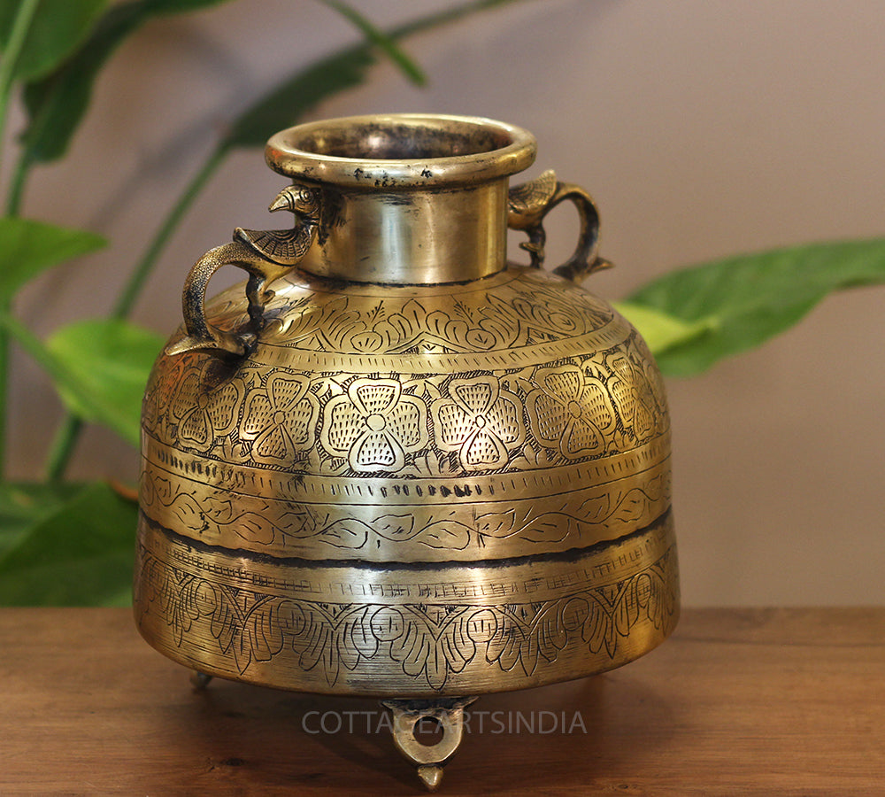 Brass Vintage Carved Planter