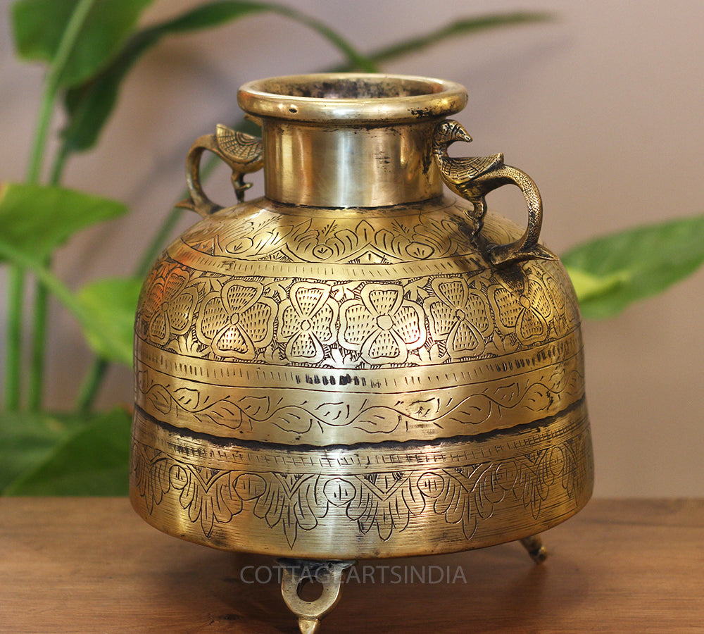 Brass Vintage Carved Planter