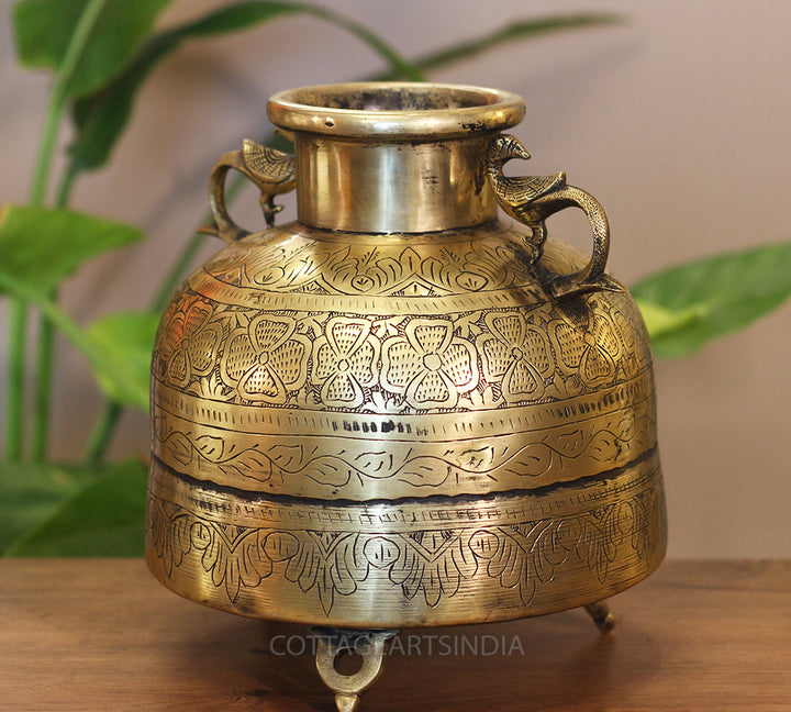 Brass Vintage Carved Planter