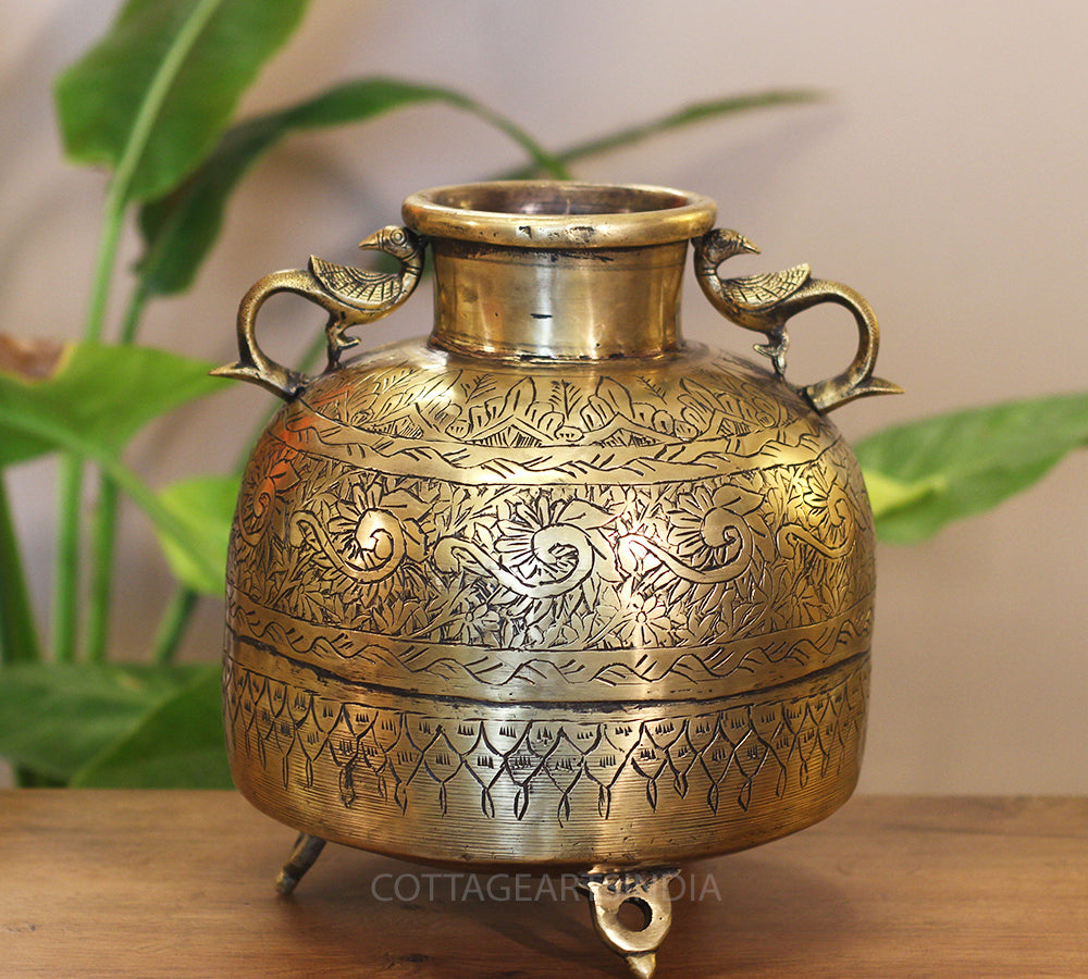 Brass Vintage Carved Planter
