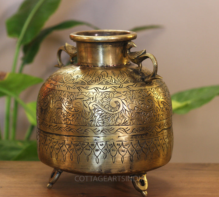 Brass Vintage Carved Planter