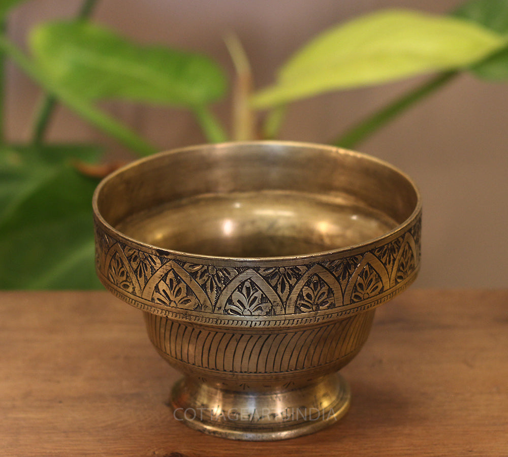 Brass Vintage Carved Planter