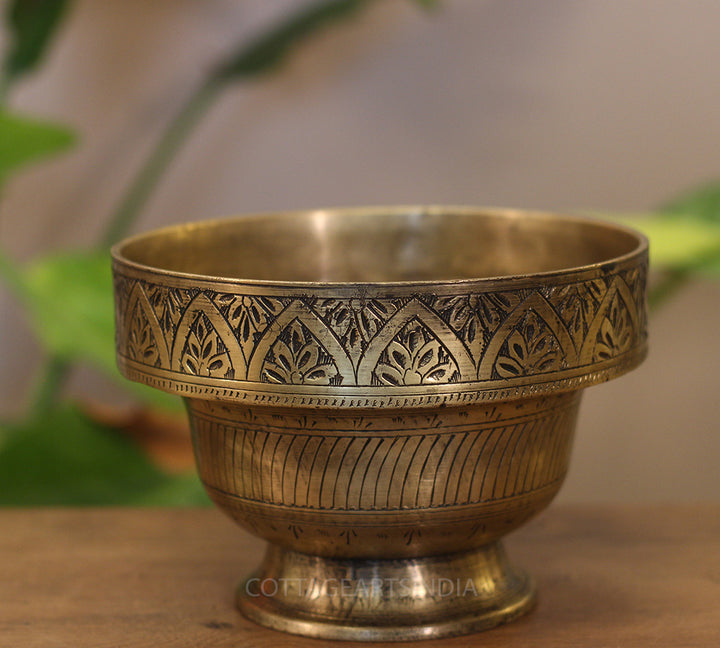 Brass Vintage Carved Planter