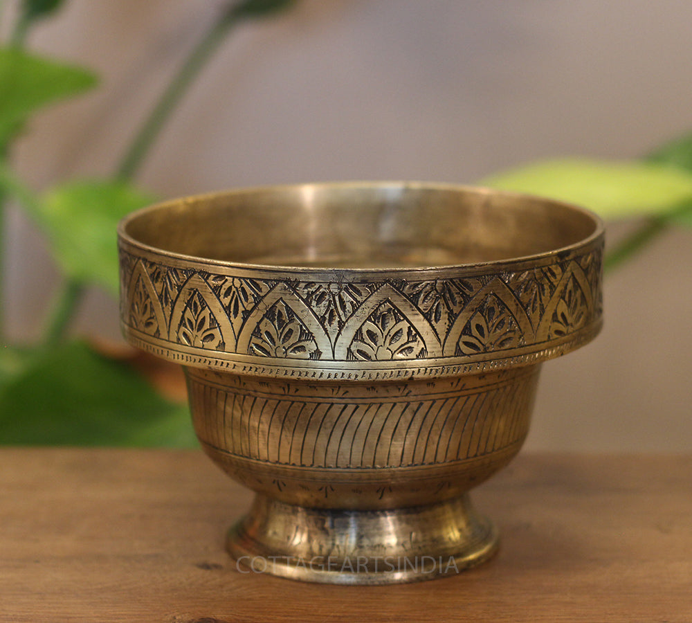 Brass Vintage Carved Planter