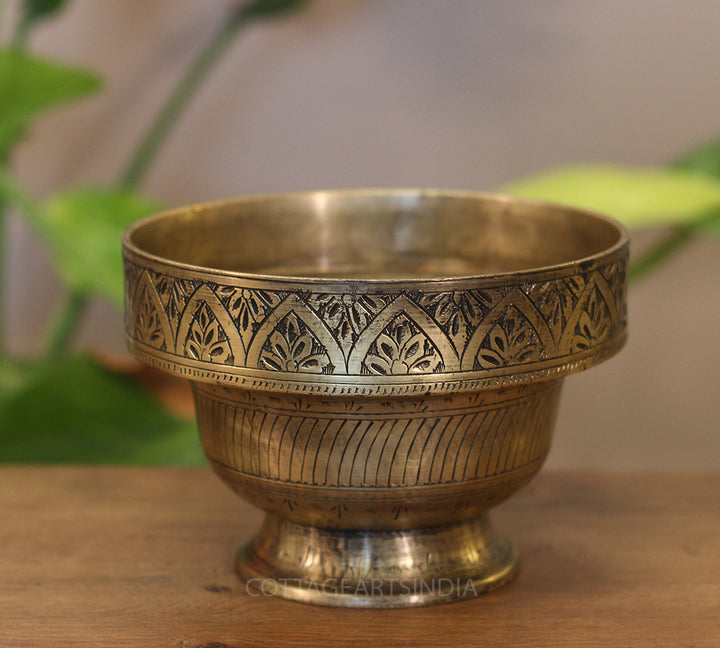 Brass Vintage Carved Planter