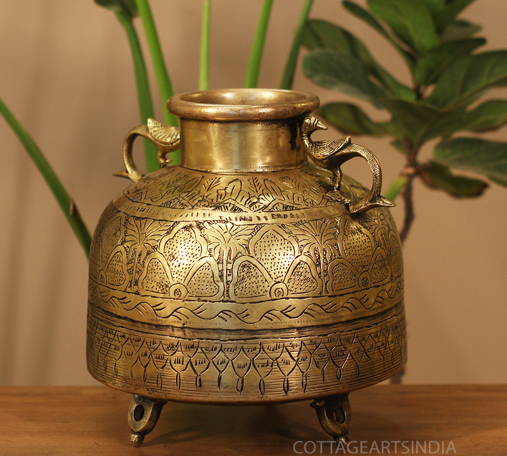 Brass Vintage Carved Planter