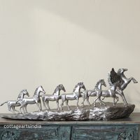 Silver Plated Brass 7 Horse Statue | Vastu Horse Sculpture for Home Décor
