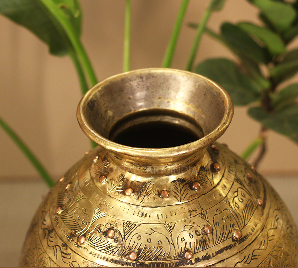 Brass Vintage Carved Planter
