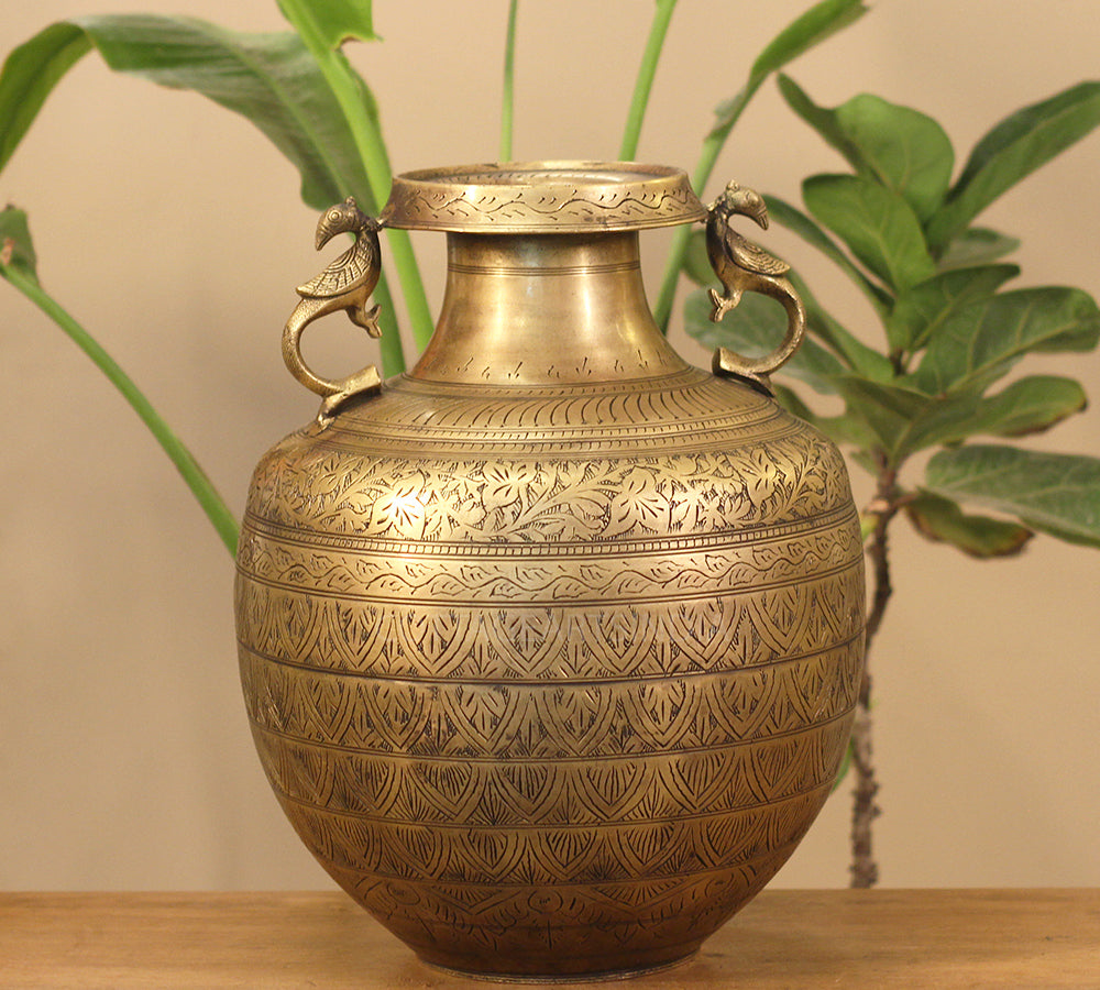 Brass Vintage Carved Planter
