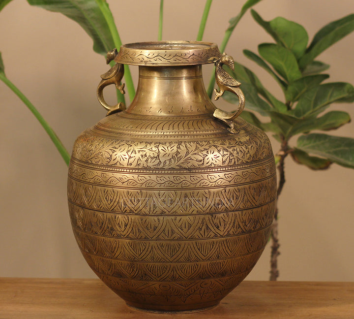 Brass Vintage Carved Planter