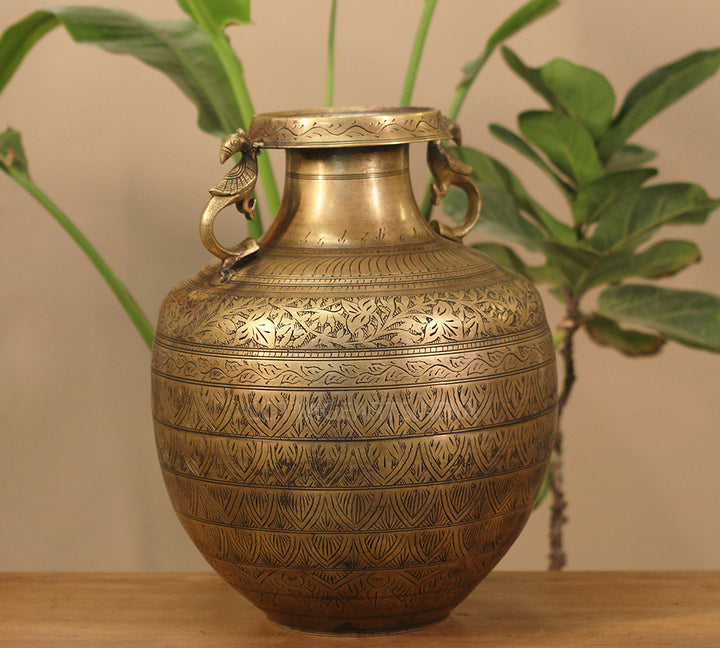 Brass Vintage Carved Planter