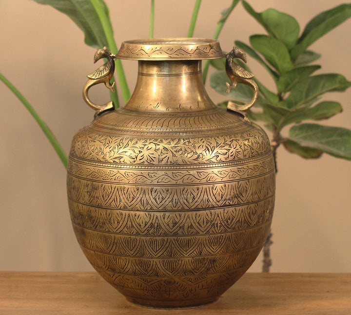Brass Vintage Carved Planter