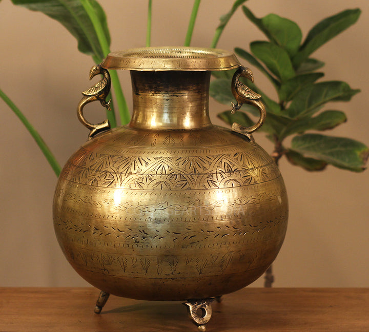 Brass Vintage Carved Planter