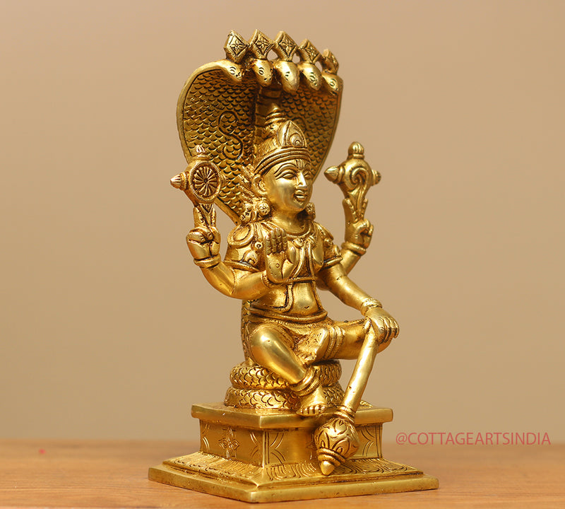 Brass Vishnu Sitting 10"