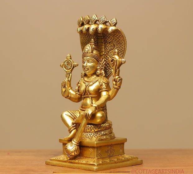 Brass Vishnu Sitting 10"