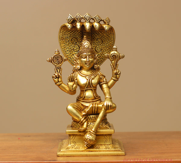 Brass Vishnu Sitting 10 inches101