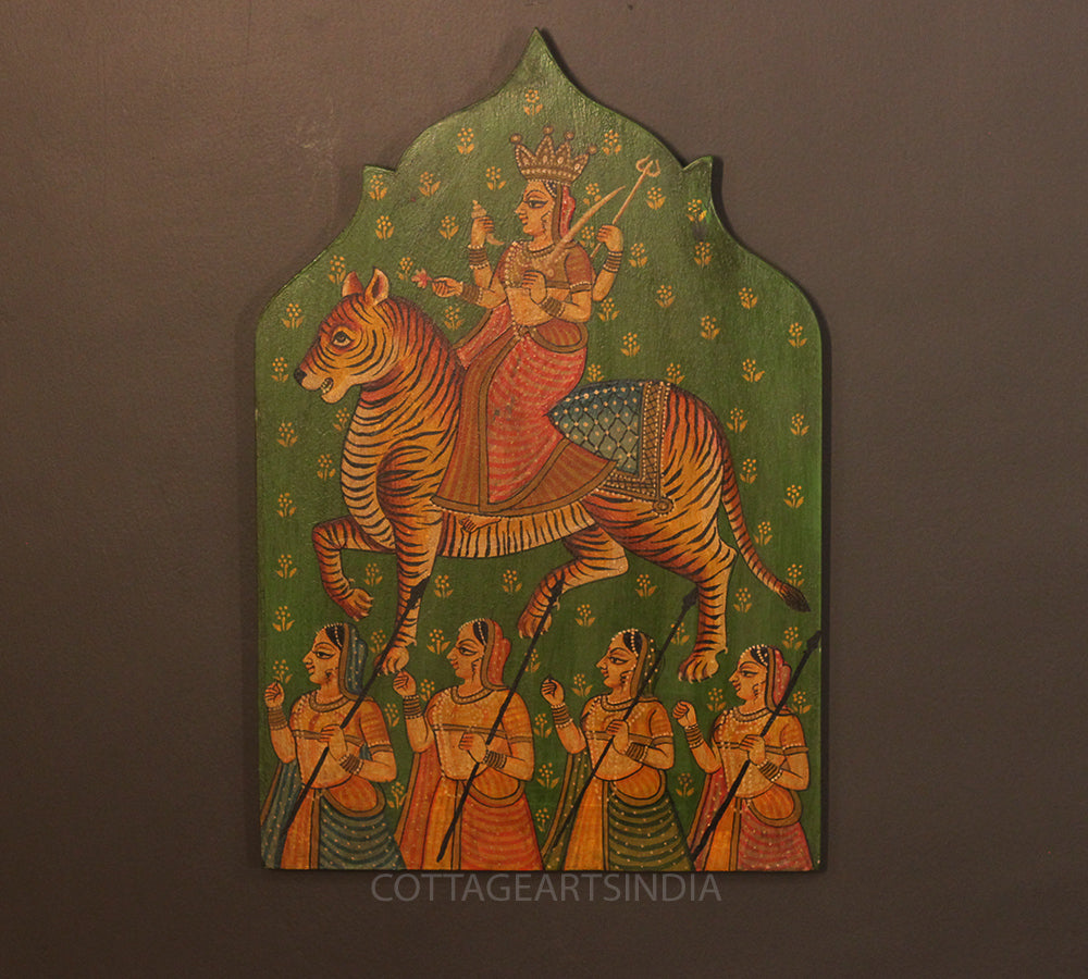 Miniature Painting on Wood - Durga
