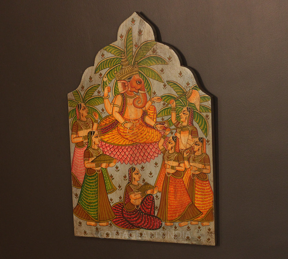 Miniature Painting on Wood - Ganesh Ji
