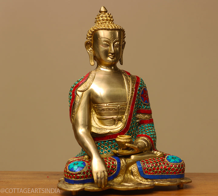 Brass Buddha Stonework 13"