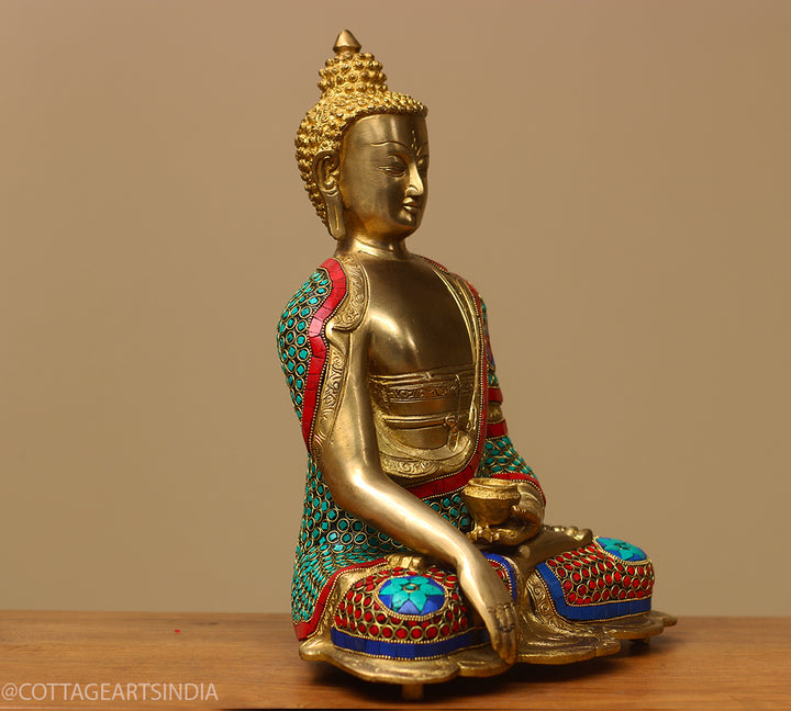 Brass Buddha Stonework 13"