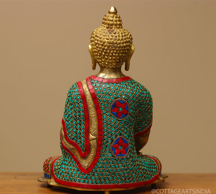 Brass Buddha Stonework 13"