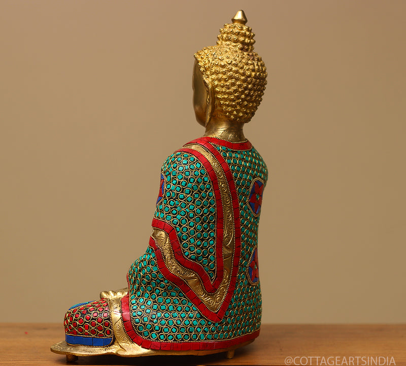 Brass Buddha Stonework 13"