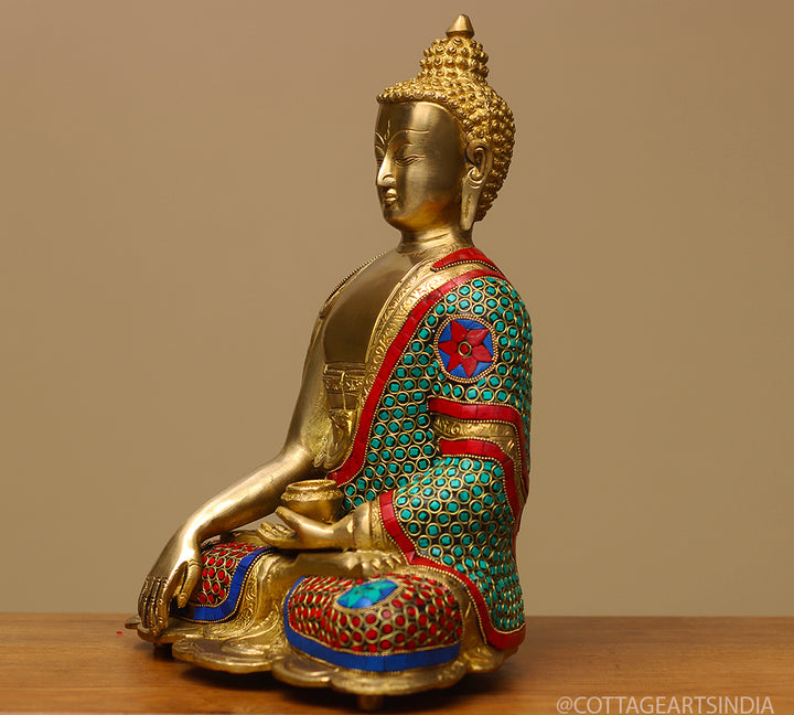 Brass Buddha Stonework 13"