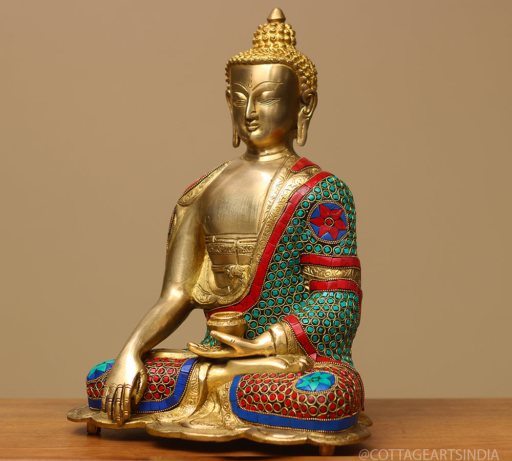 Brass Buddha Stonework 13"