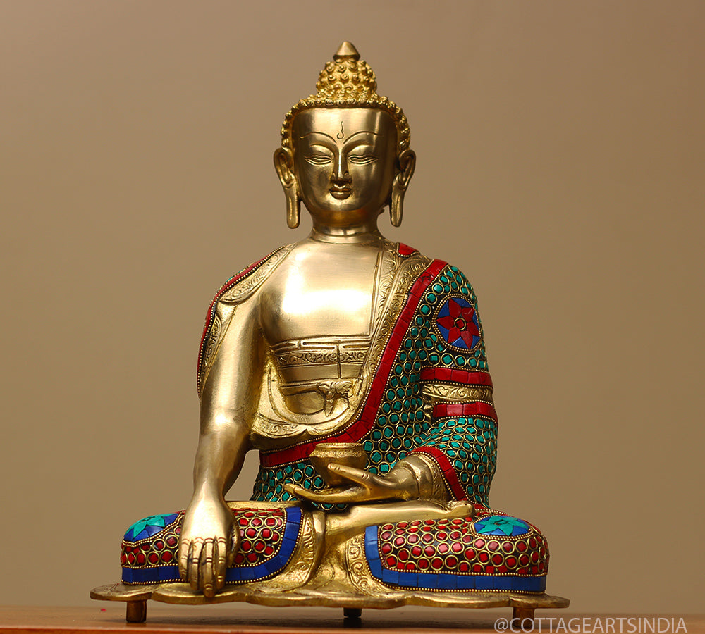 Brass Buddha Stonework 13"