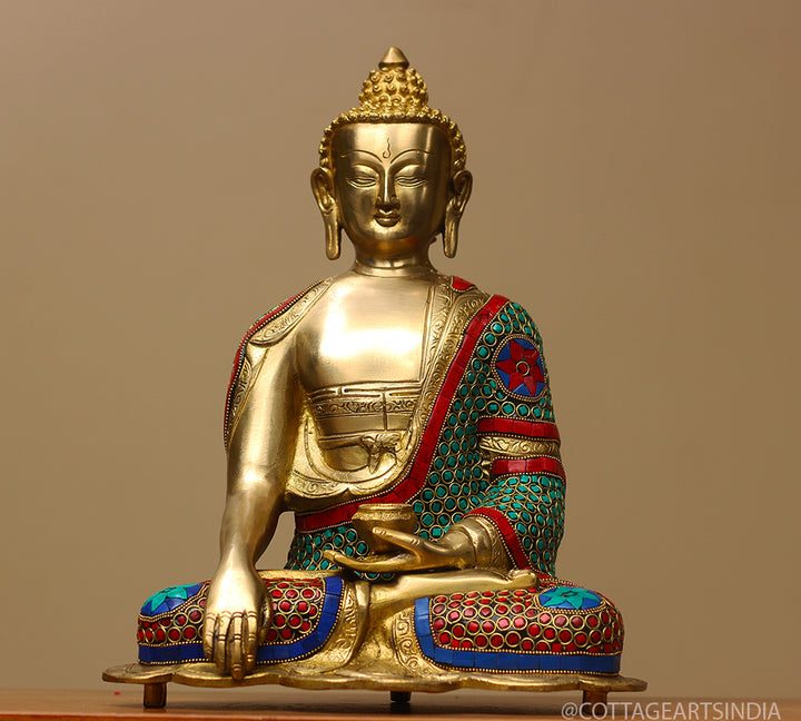 Brass Buddha Stonework 13"