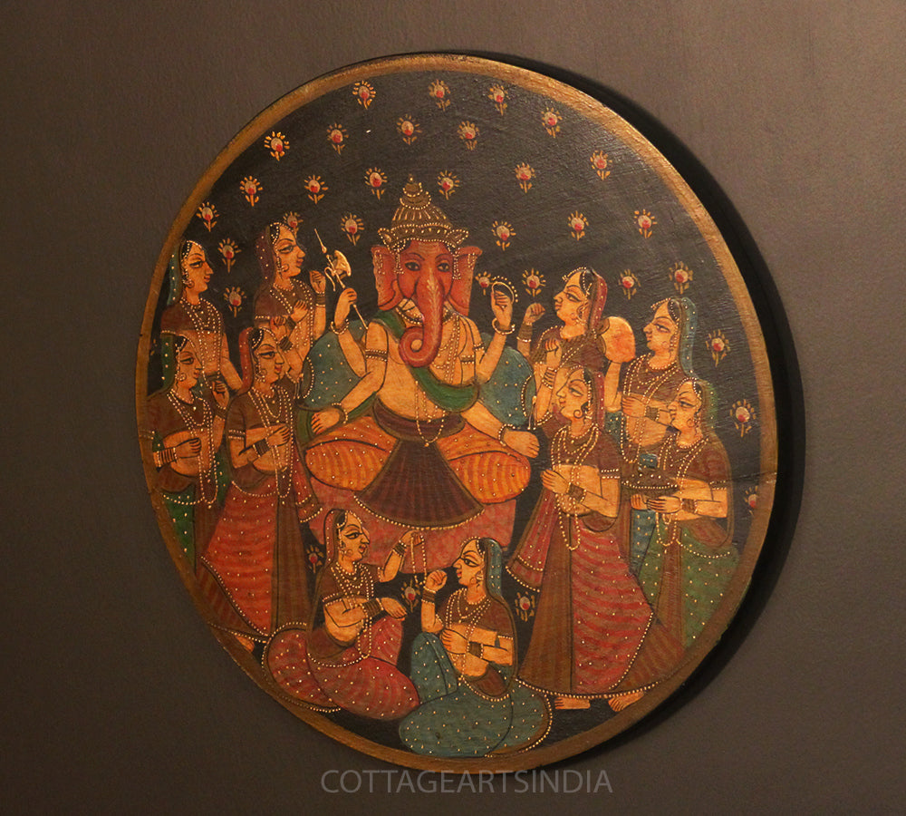 Miniature Painting on Wood - Ganesha