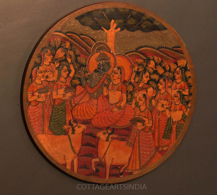 Miniature Painting on Wood - Radha Krishna