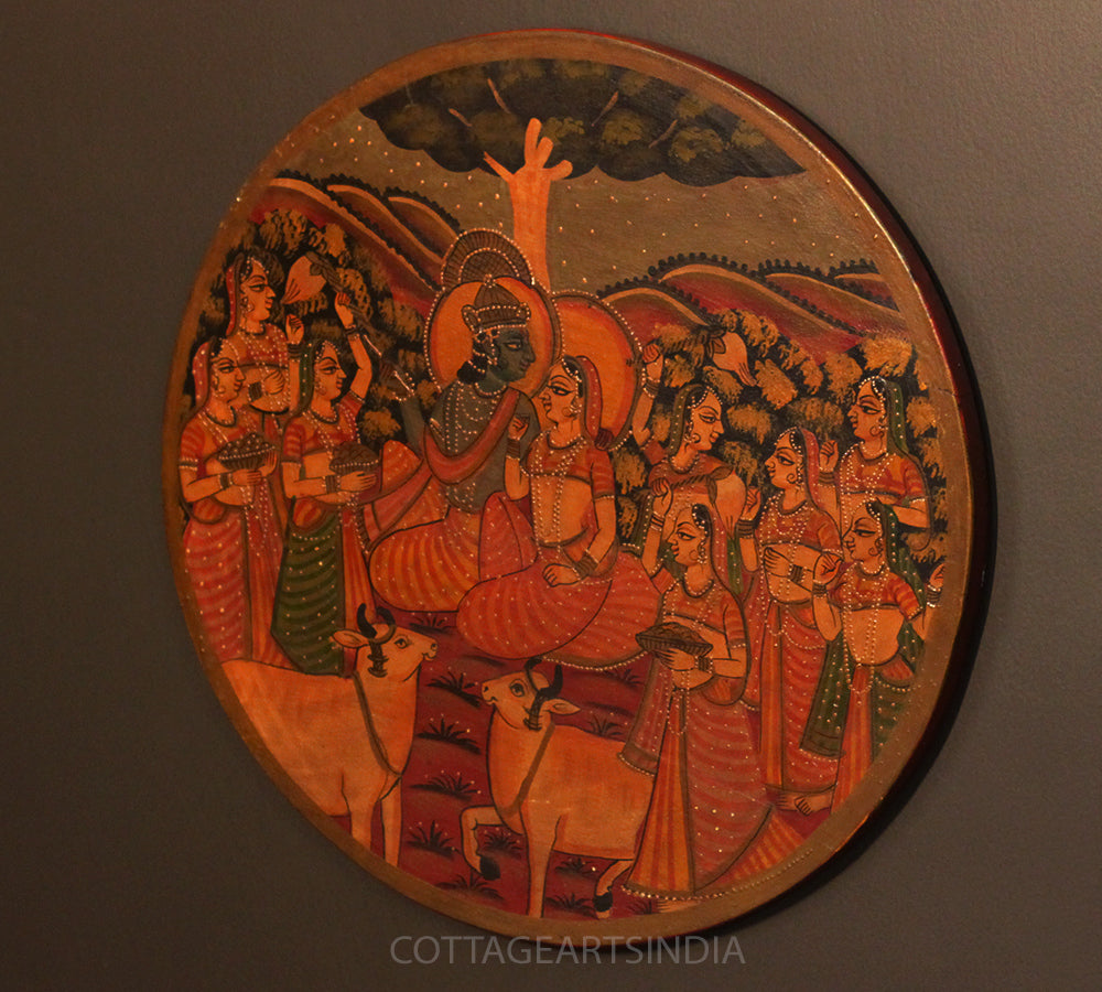 Miniature Painting on Wood - Radha Krishna