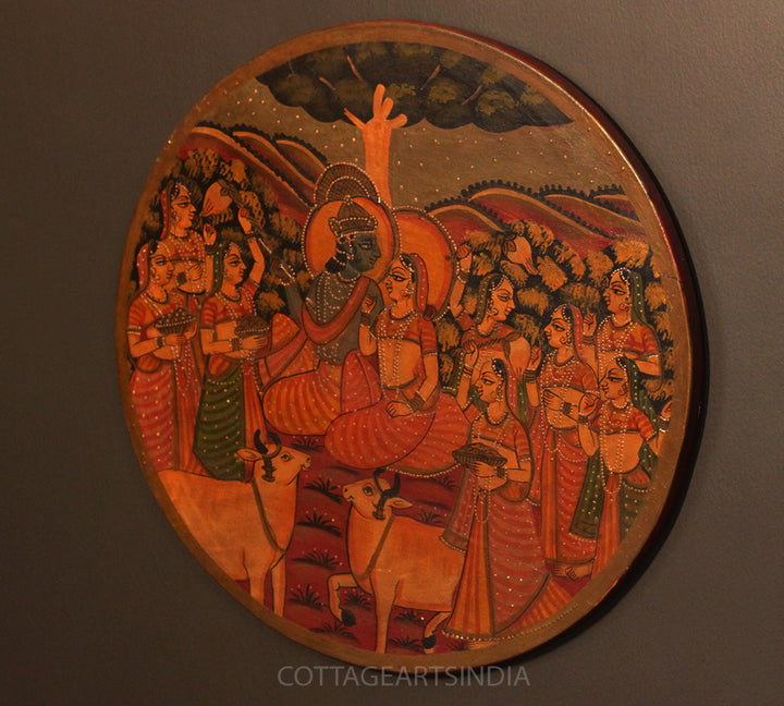 Miniature Painting on Wood - Radha Krishna