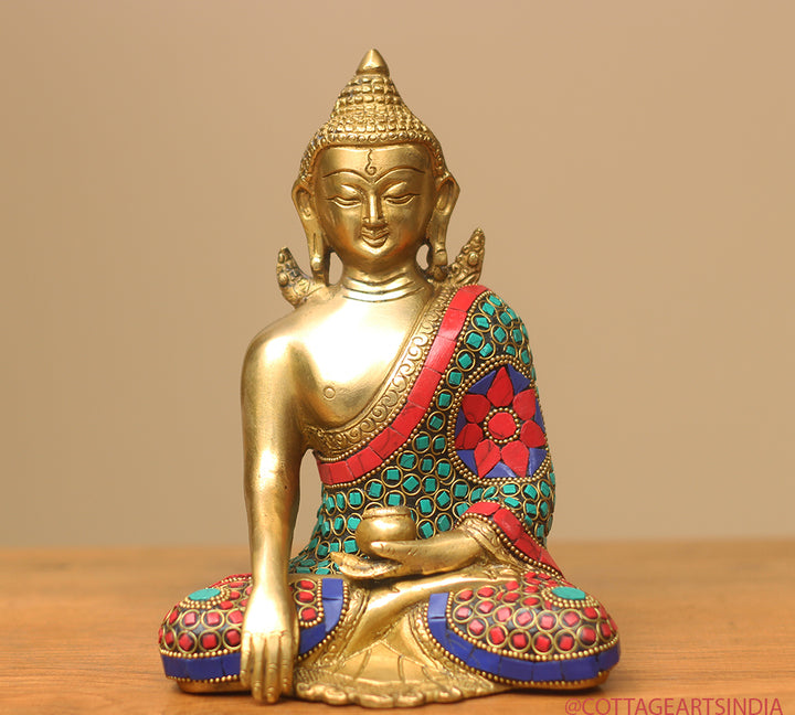 Brass Buddha Stonework 8"