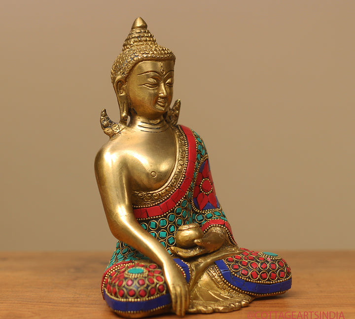 Brass Buddha Stonework 8"