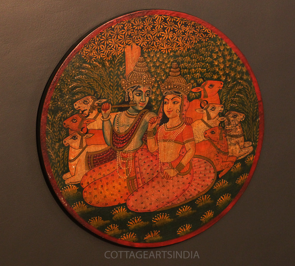 Miniature Painting on Wood - Radha Krishna
