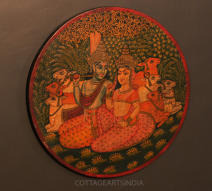 Miniature Painting on Wood - Radha Krishna