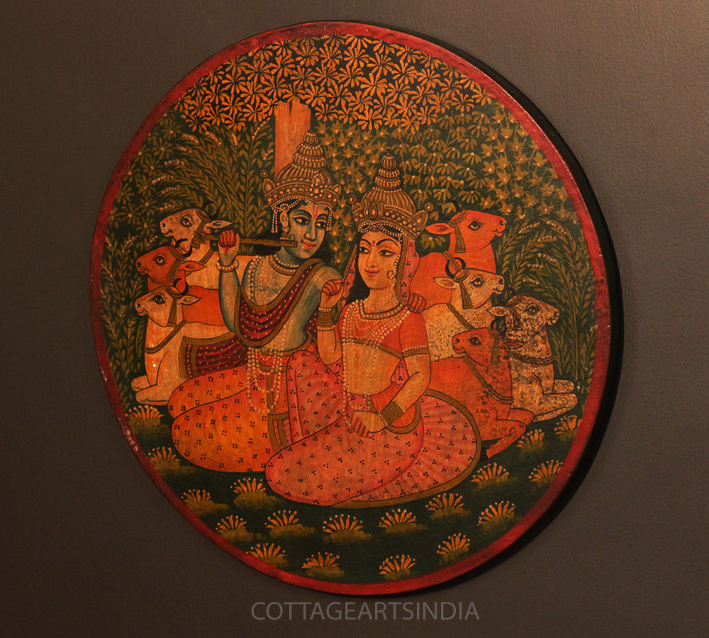 Miniature Painting on Wood - Radha Krishna
