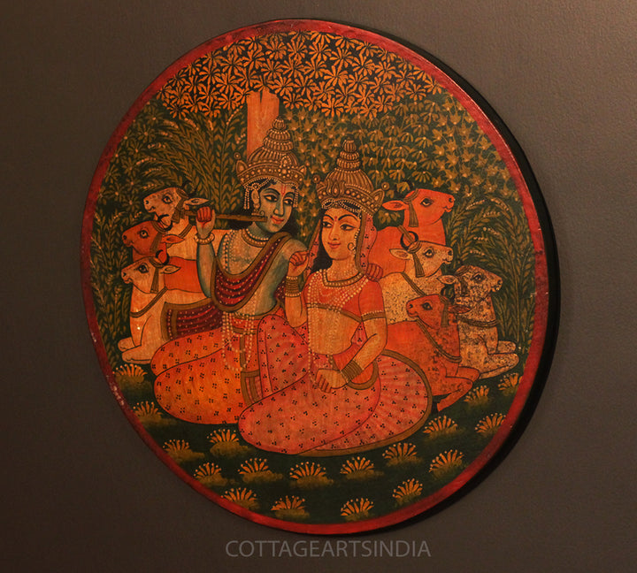 Miniature Painting on Wood - Radha Krishna