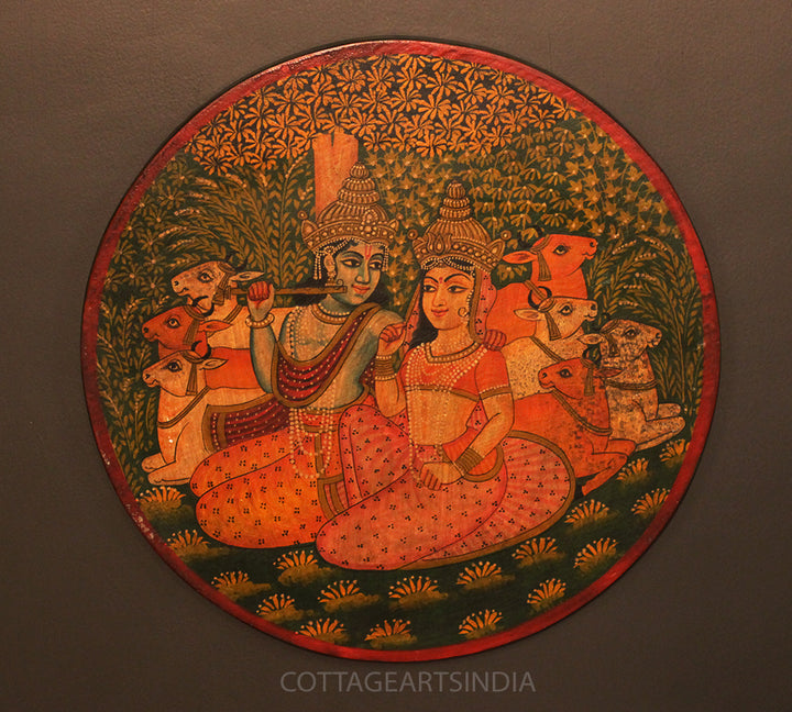 Miniature Painting on Wood - Radha Krishna