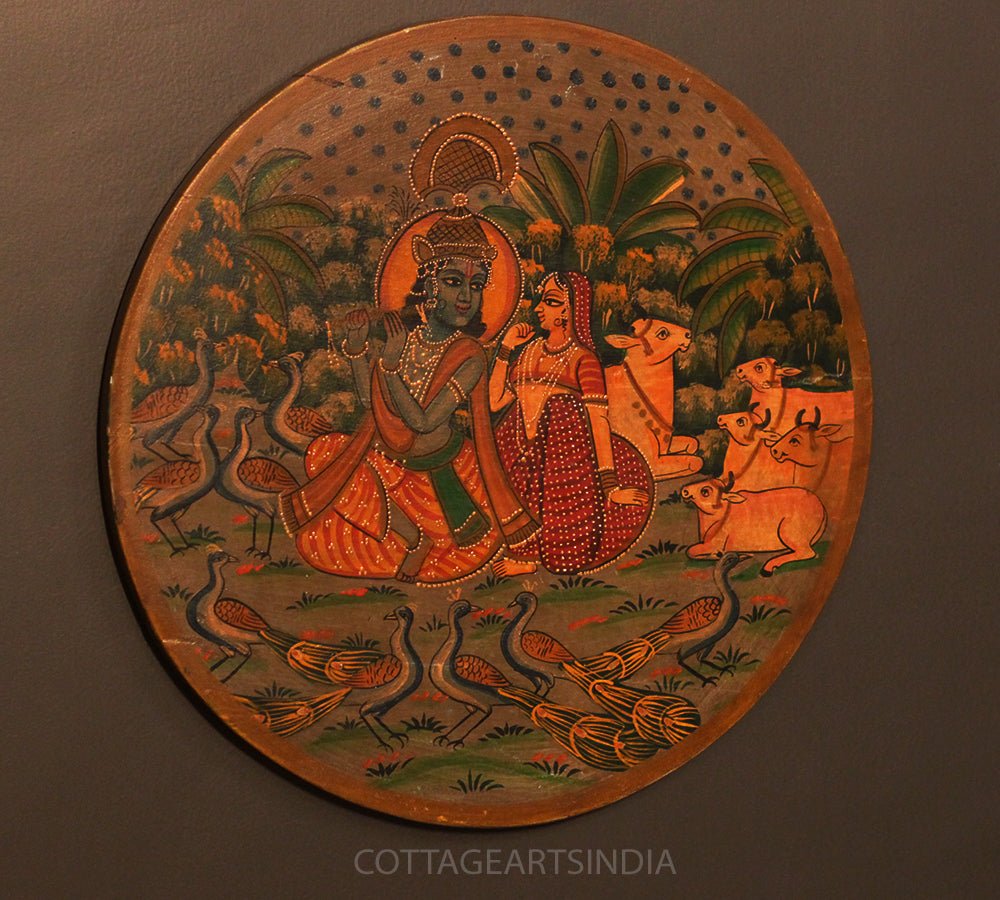 Miniature Painting on Wood - Radha Krishna