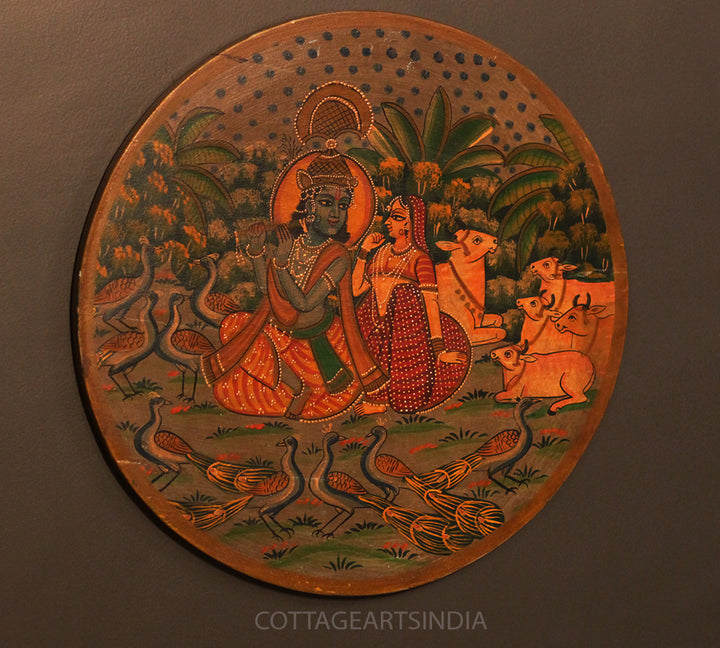 Miniature Painting on Wood - Radha Krishna