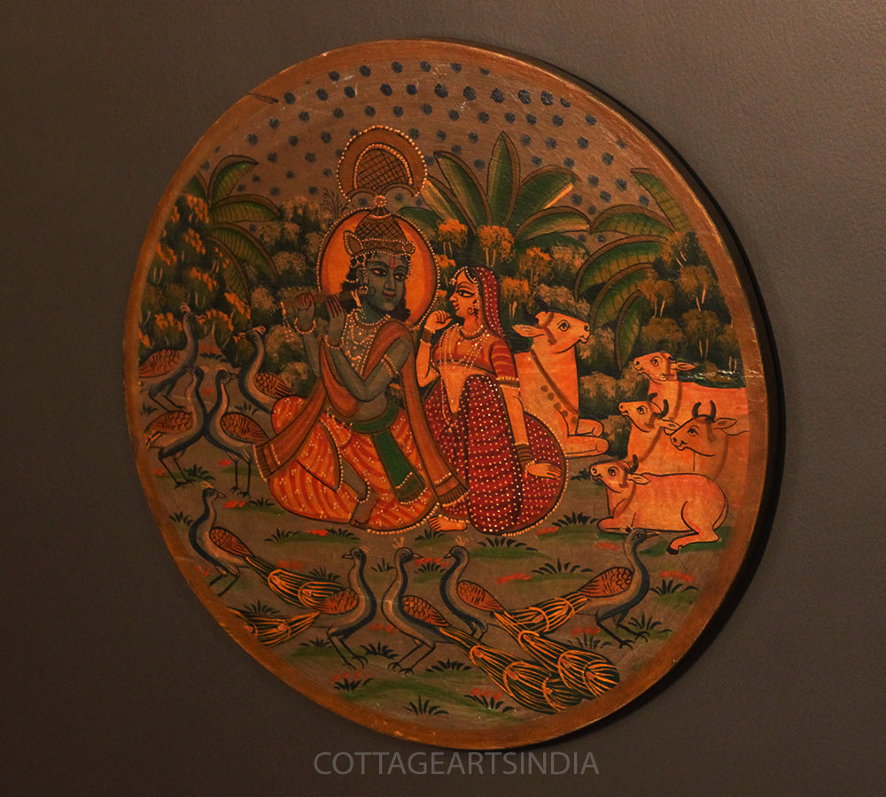 Miniature Painting on Wood - Radha Krishna