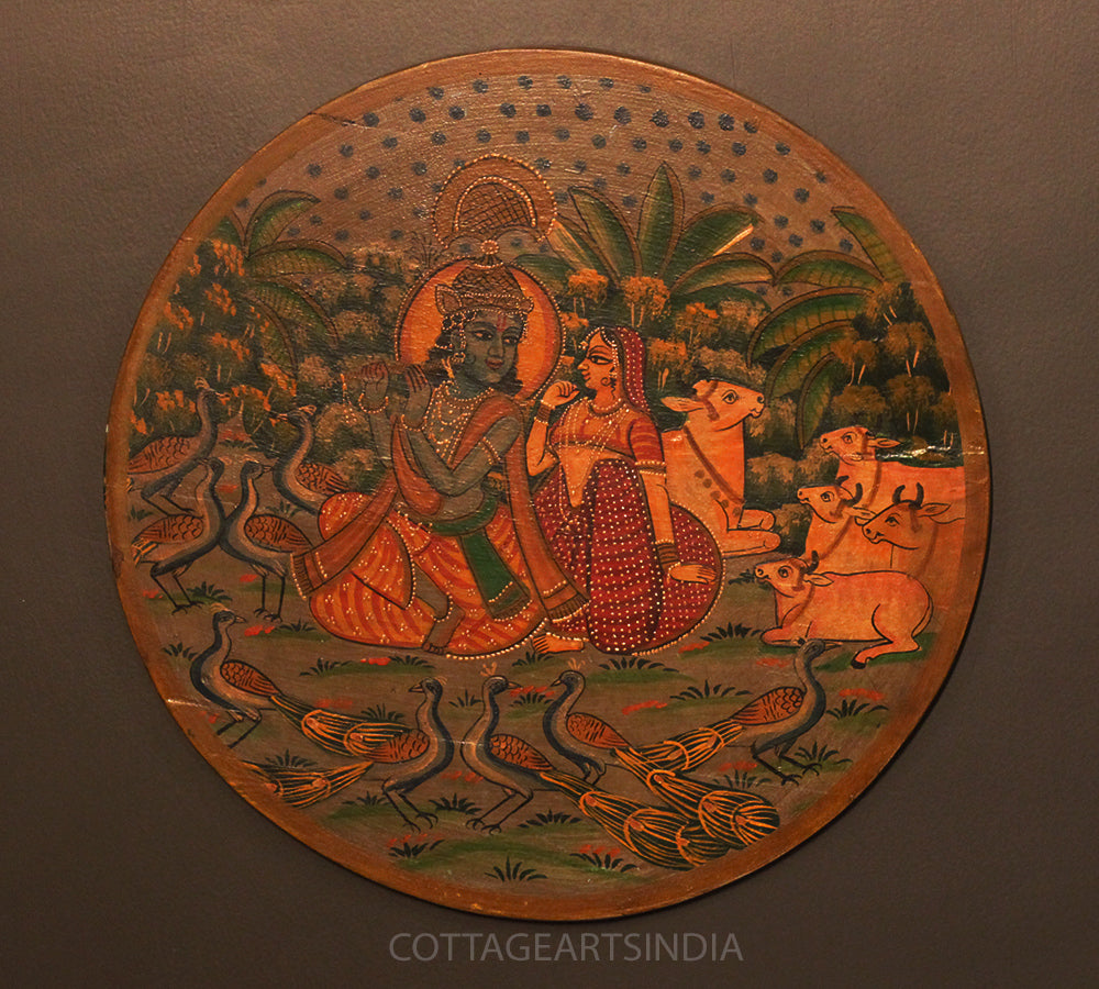 Miniature Painting on Wood - Radha Krishna